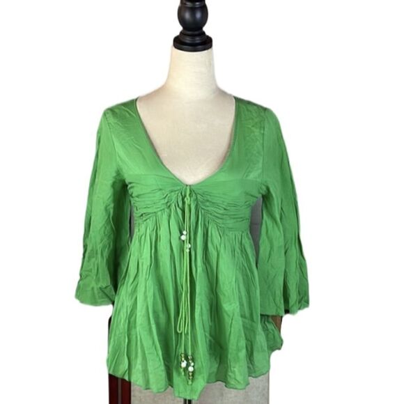 Andrew & Co. Kelly Green Bohemian Too with Bell Sleeves (Size: Medium) - Picture 1 of 16